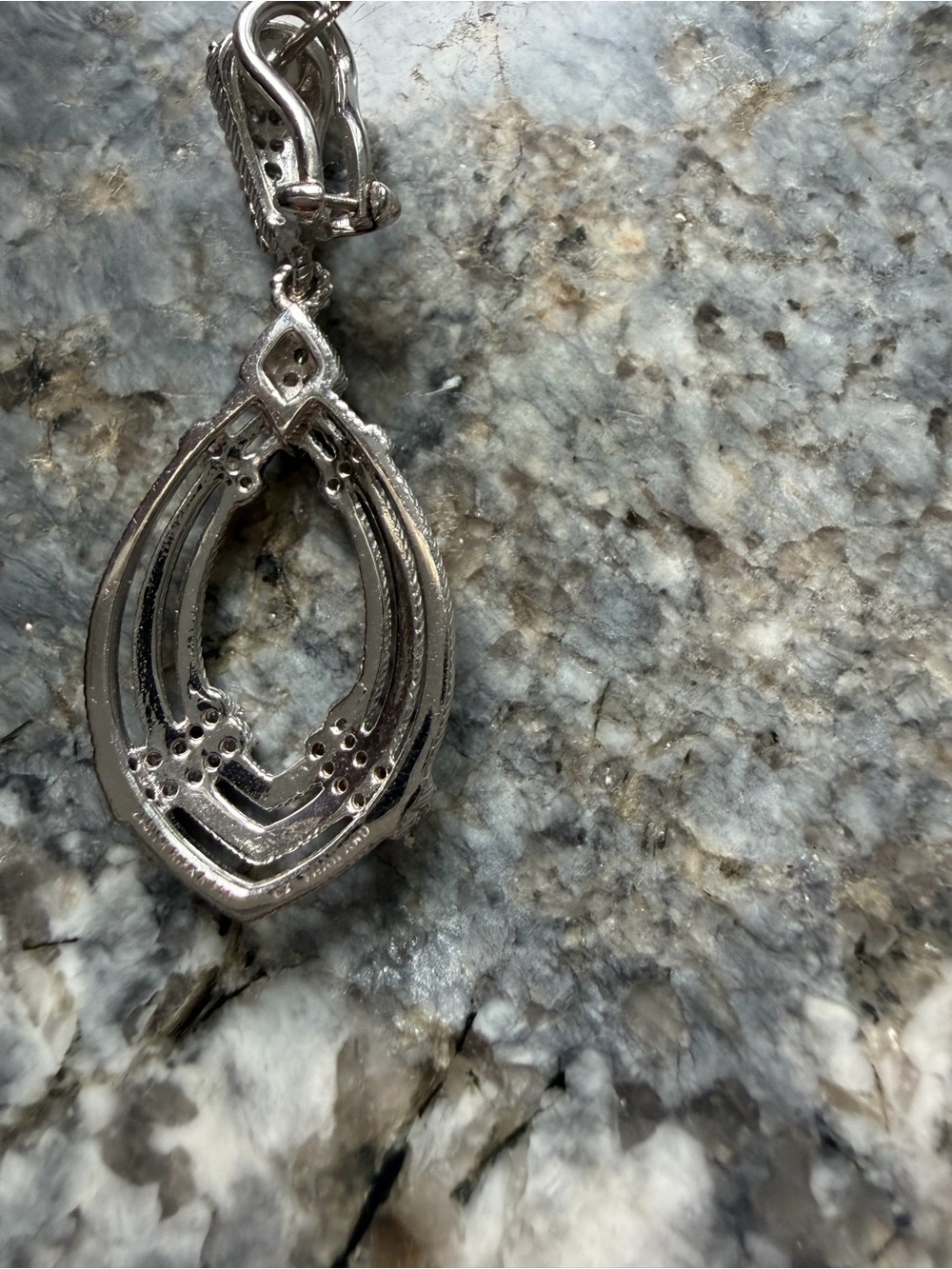Judith Ripka authentic sterling Silver Crystal Open Teardrop Drop Earrings - Picture 6 of 6